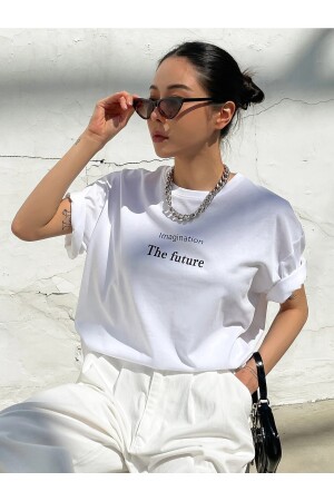 Kadın Beyaz The Future Oversize T-shirt - 1