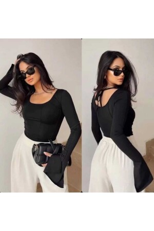 Kadın Ispanyol Kol Basic Crop Top - 1