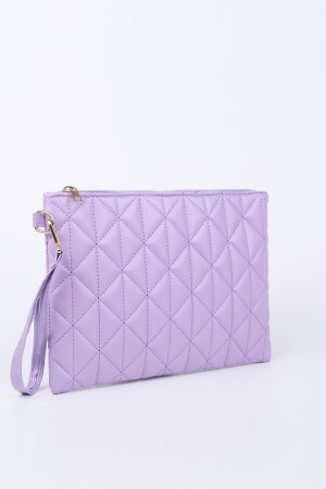 Kadın Lila Desenli Portföy Clutch Çanta 25x19 Cm - 1