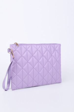 Kadın Lila Desenli Portföy Clutch Çanta 25x19 Cm - 3