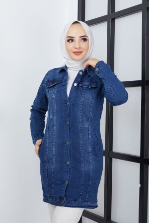 Kadın Mavi Denim Kot Ceket - 1