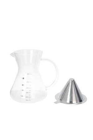 Kaffeekanne aus Borosilikatglas mit Metallsieb – 600 ml Filterkaffeekanne - 5