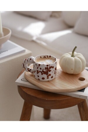 Kaffeetasse mit gesprenkelten Perlen und Henkel, braun gesprenkelte Perlen - 2