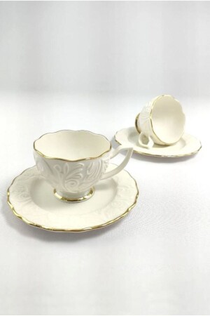 Kaffeetassen-Set aus vergoldetem Knochenporzellan ROSEN-100 62612 - 2