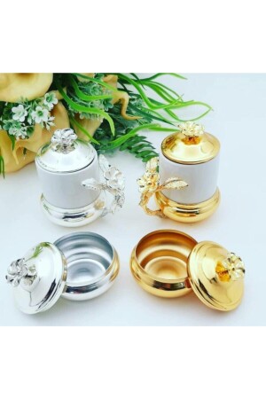 Kaffeetassen-Set des Bräutigams mit Halter für türkische Köstlichkeiten, Tassen-Sets, Gold-Metallic, Gelbgold, gelbe Tassen, AKERDAMATKAHVESIA021222 - 3