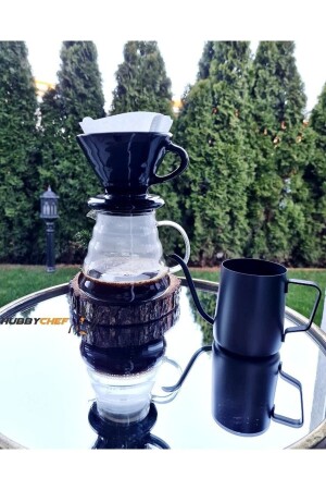 Kahve Demleme Seti V60 Dripper 600ml Seramik Fincan Kahve Demleme Ibriği CAMKHVSET02 - 2