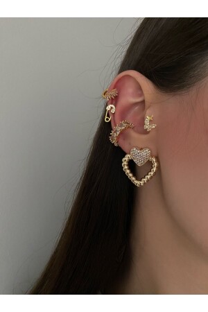 Kalın Halka Kıkırdak Küpe Earcuff - 6