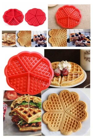 Kalp Desen Waffle Silikon Kalıbı Kek Pasta 10096 - 4