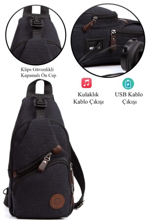 Kanvas Unisex Siyah Çapraz Omuz Ve Bel Çantası Günlük Seyahat Çantası (BOY30-EN18) - 5