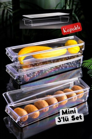 Kapaklı Mini New Clear Buzdolabı & Dolap Içi Düzenleyici Organizer 3 Adet NDY-EP-625 - 3