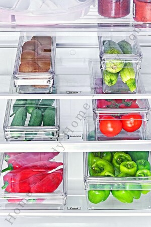 Kapaklı Mini Tall Clear Buzdolabı & Dolap İçi Düzenleyici Organizer - 3 Adet NDY-EP-615 - 6