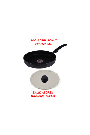 Kapaklı Tava-34 Cm Özel Büyük Boy Yufka Börek Balık Izgara Bazlama Tavası KBTK34 - 3