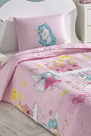 Kapitone Yatak Örtüsü Seti Tek Kişilik Unicorn Dreams Pembe Ep-027096 - 4