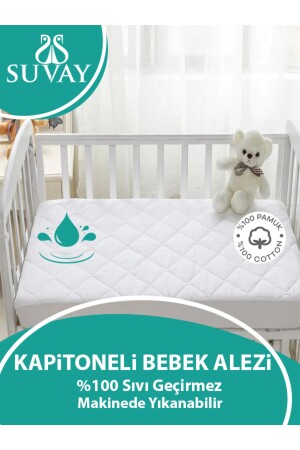 Kapitoneli Bebek Çocuk Yatak Alezi Kapitone Fitted Su Sıvı Geçirmez Yatak Koruyucu Çarşaf Alez - 1