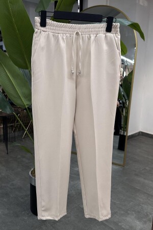 Karottenhose aus Stoff CREME - 1