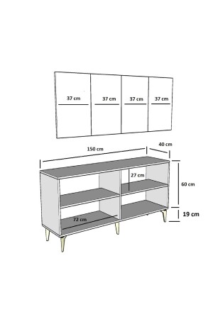 KARYA SIDEBOARD MIT 4 TÜREN UND REGALEN WEISS-GOLD KNS8046 - 7