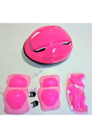 Kask Dizlik Dirseklik Eldiven Koruyucu Çocuk Set Pembe FSP - 3