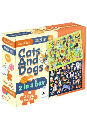 Katzen und Hunde Puzzle 2 Puzzles in einem 48 Teile Katzen und Hunde Puzzle 2 in 1 - 1