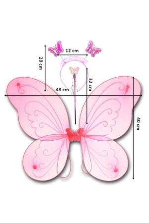 Kelebek Kanat- Asa Ve Taç 3'lü Set - Pembe - 4