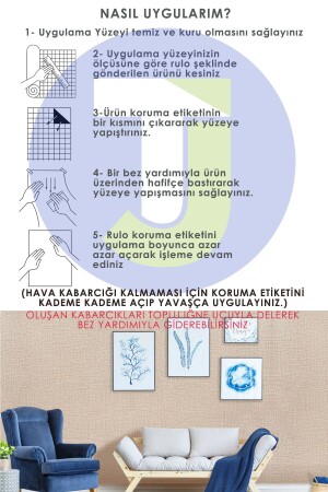 Kendinden Yapışkanlı Keten Görünümlü Mutfak Banyo Tezgah Duvar Dolap Masa Kaplama 60X100cm - 7