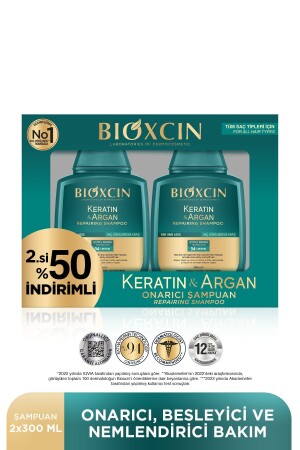 Keratin & Argan Onarıcı Şampuan 300 Ml - Yıpranmış Ve Hasar Görmüş Saçlar 2 Li Avantaj Set - 2