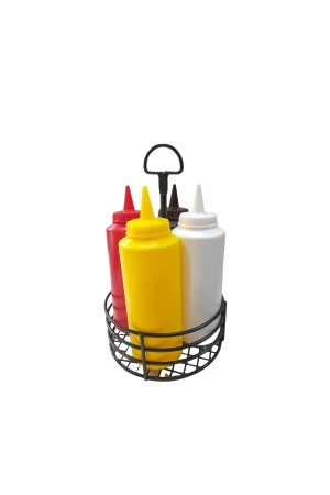 Ketchup, Mayonnaise, Senf, Barbecue-Sauce-Set mit Metallständer, 4 Saucenschalen mit Metallständer - 2