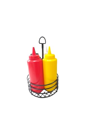 Ketchup, Mayonnaise, Senf, Barbecue-Sauce-Set mit Metallständer, 4 Saucenschalen mit Metallständer - 5