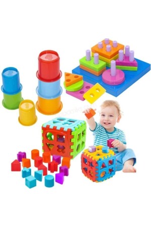 Kiki Cute Tower Geometrische Formen Puzzle Find Plug Puzzle Educational Intelligence Development Set 3IN1KIKİ - 3