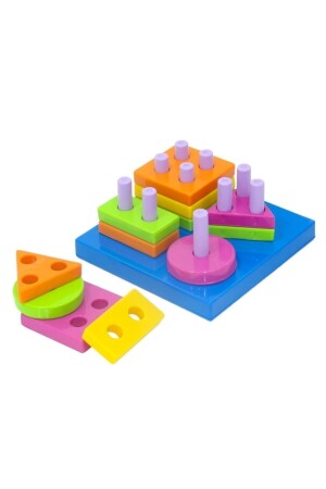 Kiki Sevimli Kule Geometrik Şekiller Bulmaca Bul Tak Puzzle Eğitici Zeka Geliştirici Set 3İN1KİKİ - 4