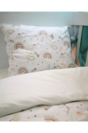 Kinder-Bettbezug-Set 90 x 190, braun, Regenbogen-Creme, für Bett (ohne Bettdecke) - 2