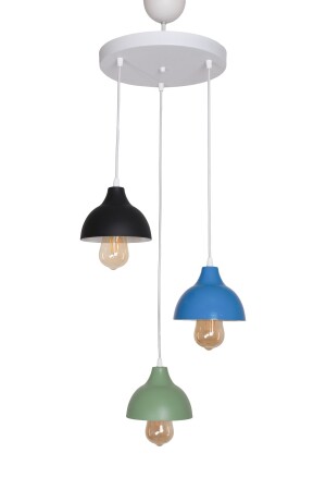 Kinder Modernes Design Wohnzimmer - Küche - Kinderzimmer Blau Schwarz Grün Farbe Pendelleuchte 3-teiliger Kronleuchter KNDR88 - 4