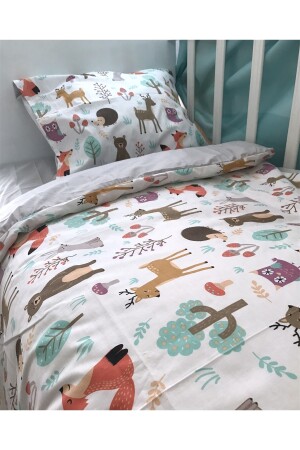 Kinderbettbezug-Set 90x190 für Bett Natur Tiere Grau (ohne Bettdecke) TYC00855042699 - 4