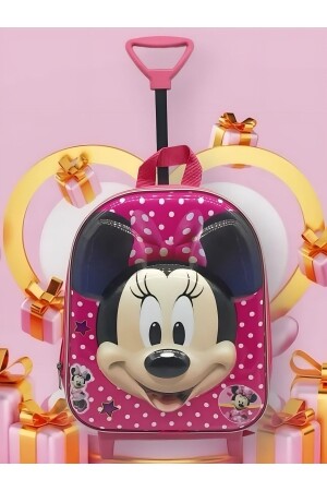 Kindergartentasche für Mädchen, Micky Maus Figur, 5D-gedruckter Mini-Maus-Rucksack mit Rollen und Rakel - 3