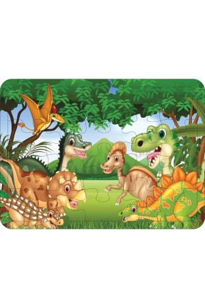 Kinderpuzzle aus Holz, 4er-Set, 24-20-16-12 Teile – Teddybär, Bauernhof, Wald, Dinosaurier puzzle026 - 4