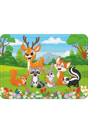 Kinderpuzzle aus Holz, 4er-Set, 24-20-16-12 Teile – Teddybär, Bauernhof, Wald, Dinosaurier puzzle026 - 6