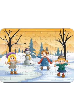 Kinderpuzzle aus Holz, 5er-Set, 54 Teile – U-Boot, Bauernhof, Schneespiel, Meer Puzzle025 - 8