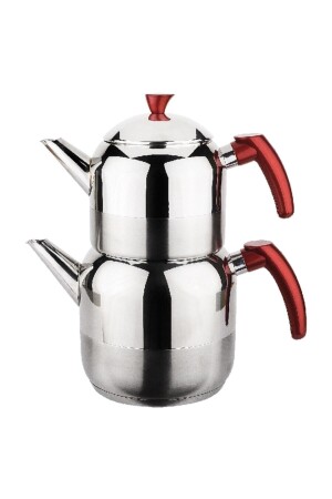 Kırmızı Athena Büyük Boy Paslanmaz Çelik Çaydanlık Takımı 1300-2250ml CHAI3CYDBK - 4