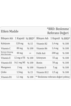 Kırmızı Ginseng Vitamin ve Mineraller Içeren Takviye Edici Gıda 60 Kapsül - 5