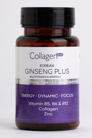 Kırmızı Kore Ginseng Plus- Hidrolize Kolajen- Vitamin B5-b6-b12 & Çinko- Softgel 1000mg - 2