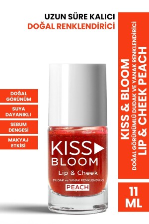 Kiss & Bloom Doğal Görünümlü Dudak ve Yanak Renklendirici Lip & Cheek Peach 11 ml - 3