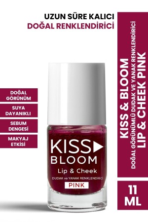 Kiss & Bloom Doğal Görünümlü Dudak ve Yanak Renklendirici Lip & Cheek Pink 11 ml - 2