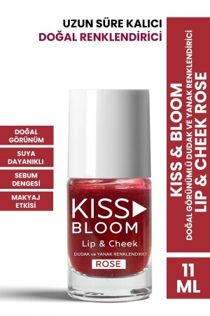 Kiss & Bloom Doğal Görünümlü Dudak ve Yanak Renklendirici Lip & Cheek Rose 11 ml - 2