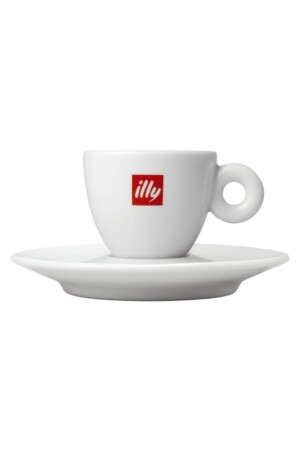 Klassische Espressotasse und Untertasse mit Logo 2F080 - 2