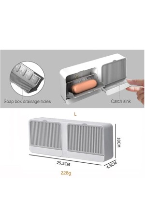 Klebende Seifenschale mit zwei Fächern und Deckel, selbstentleerender, wasserabweisender Seifenspender, Seifenbox - 8
