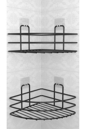 Klebendes 2er-Set Badezimmer-Eckregal, Dusche, Shampoo-Halter, Wand-Organizer, Organizer-Regal - 6