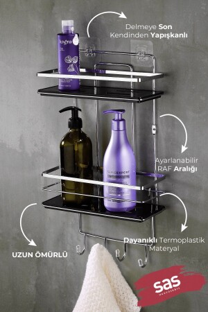 Klebstoff lebenslanger Edelstahl-Kristall, verstellbares Regal, Badezimmer-Organizer, Shampoo-Halter Lş-02 Kskk - 4