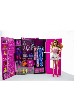 Kleiderschrank mit Spielzeug-Barbie-Puppe - 3