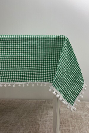 Kleine karierte Pompon-Tischdecke der Pompon-Serie – Picknick-Tischdecke – klassische Tischdecke - 1