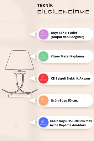 Koch Eskitme Mat Gold Kaplama Metal Abajur - Sarı Kırçıl KOCHABJ02 - 7