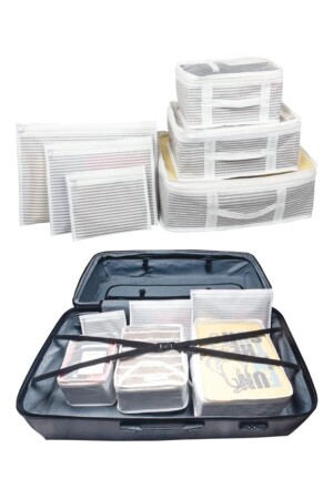 Koffer-Organizer, gestreift, 6er-Set - 3